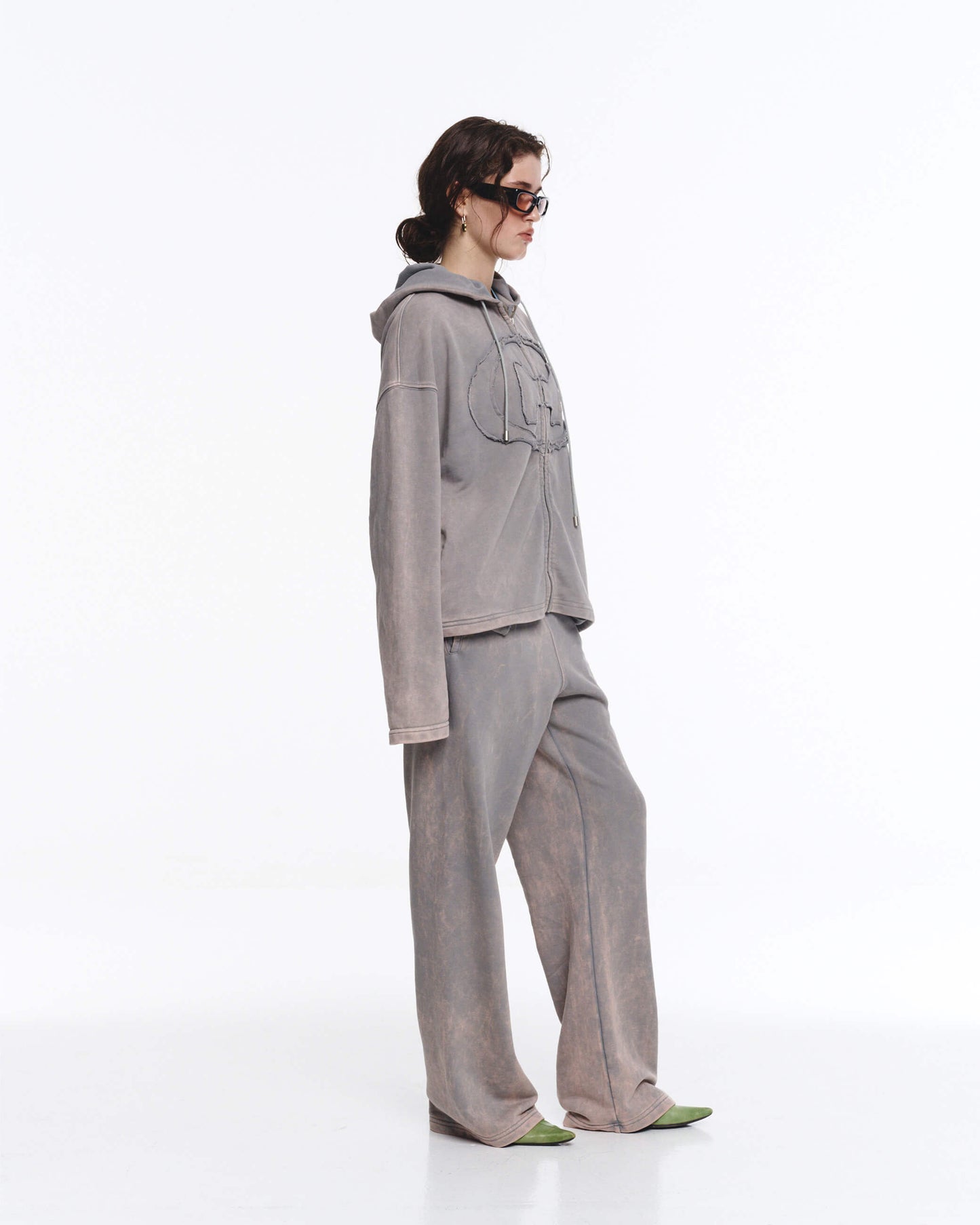Zip Washed Hoodie