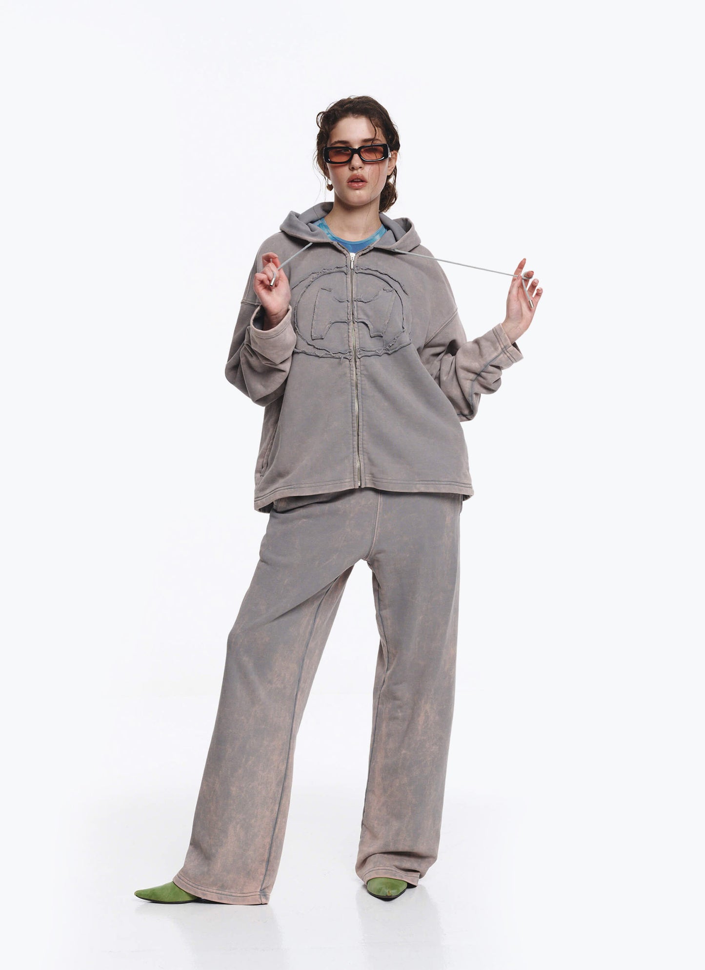 Zip Washed Hoodie